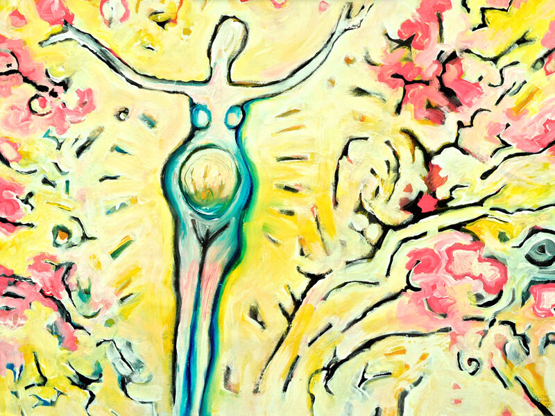 Signale & Stille /
Weder Raum noch Zeit, Acryl auf Karton, 60 x 80cm, 1992 - 21