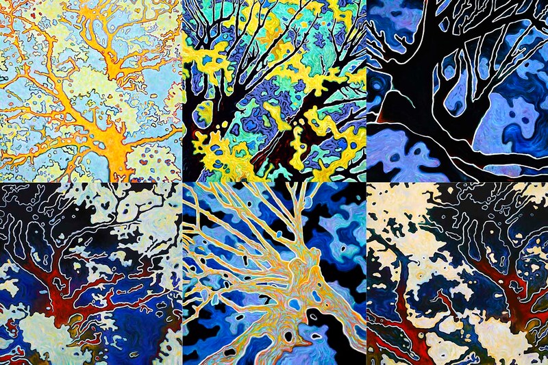 Spaziergänge 13-18,als Kompilation,Öl-LW,200x300cm,2021