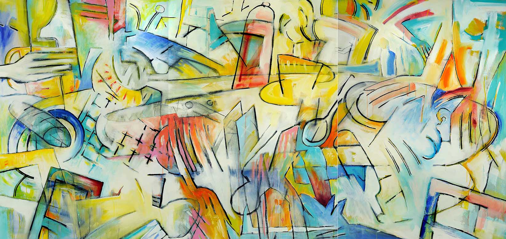 Still Allive 9, Triptychon 128 x 273cm, Kohle & Acryl auf BW, 1993