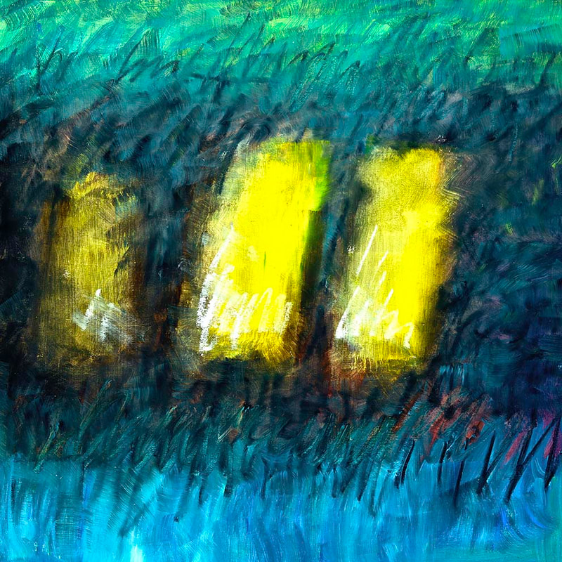 Tonspuren S3, ÖL auf Holzplatte, 58x58cm, 2013, Modul - 24