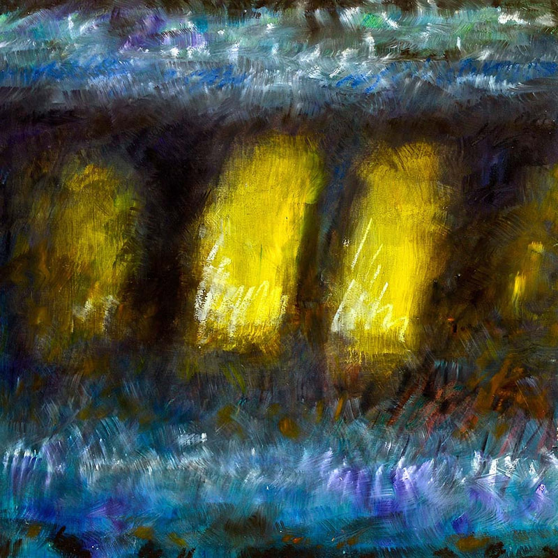 Tonspuren S3, ÖL auf Holzplatte, 58x58cm, 2013, Modul - 28