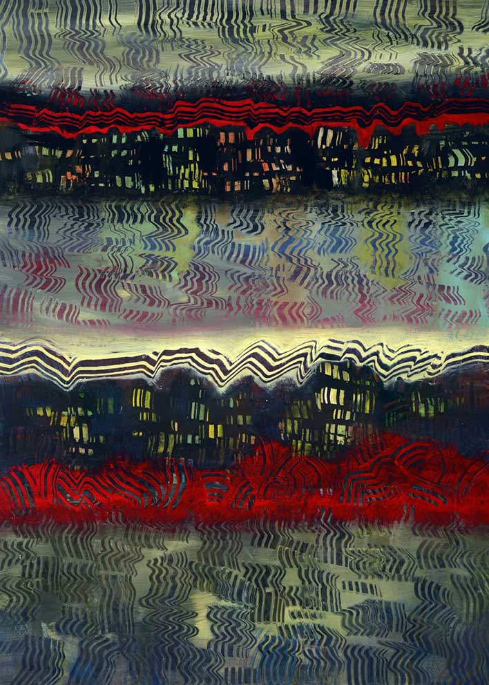 Tonspuren-S8--16-"On the waterfront" (Bernstein),Acryl/Papier,92x128cm,2020