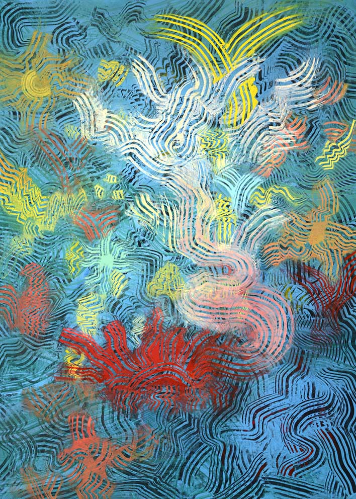 Tonspuren-S8--20-"L'isle-joyeuse" (Debussy),Acryl/Papier,92x128cm,2020