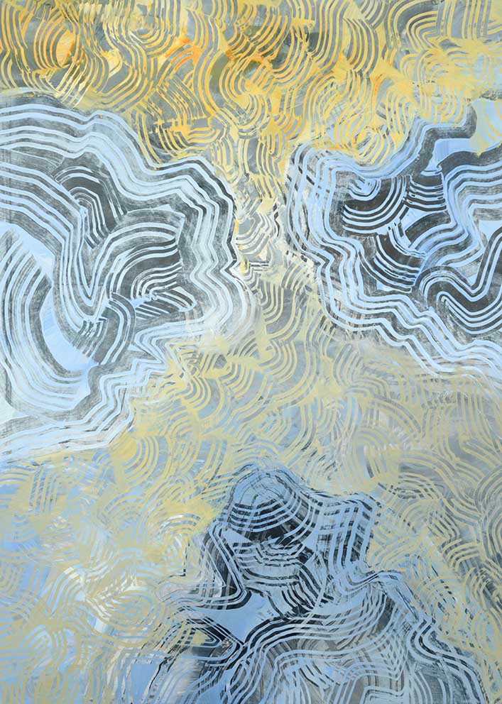 Tonspuren-S8--30-"Claire de lune" (Debussy),Acryl/Papier,92x128cm,2020