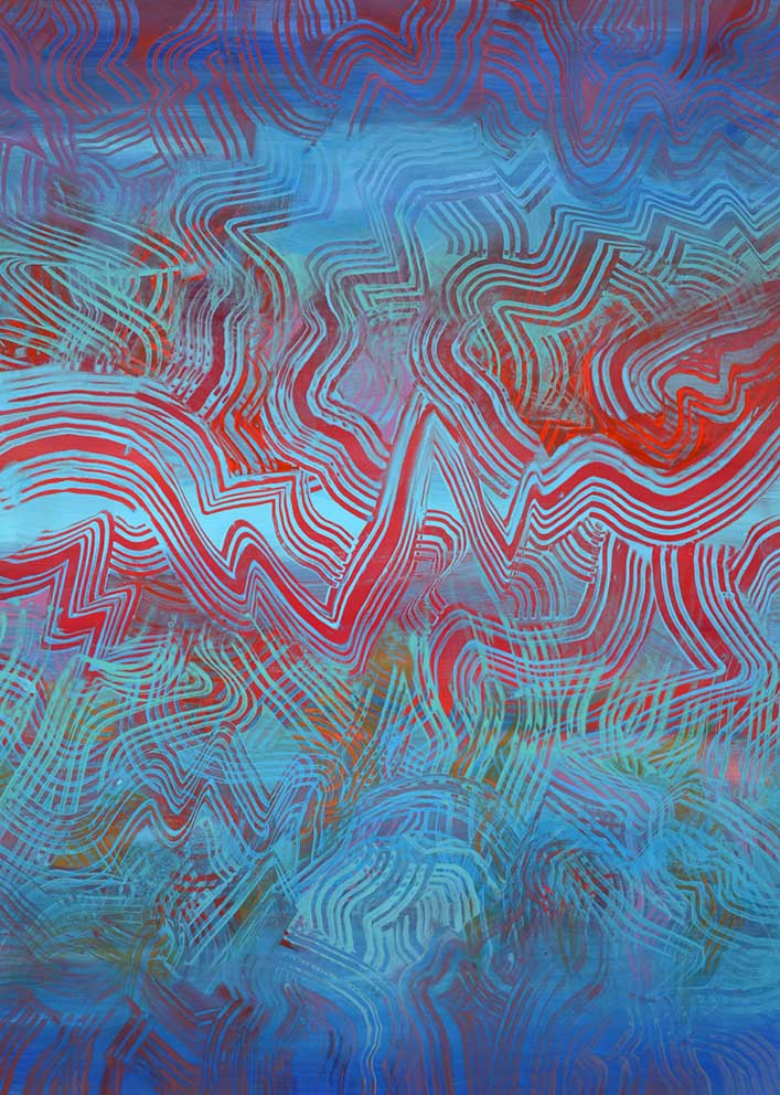 Tonspuren-S8--34 -O.T,Acryl/Papier,92 x 128cm,2020