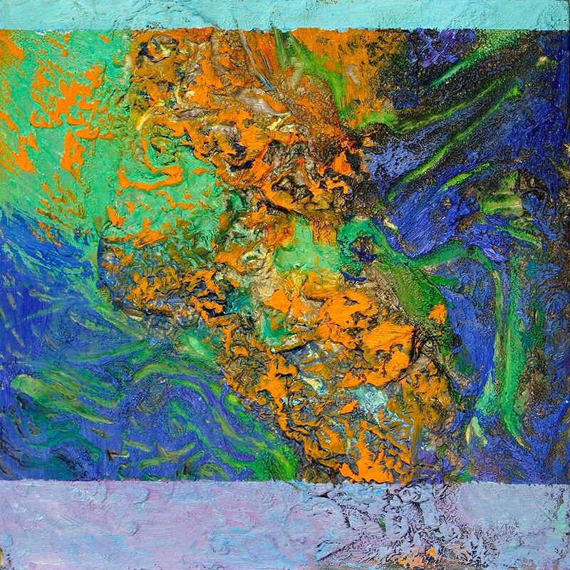 Tonspuren Serie 2, ÖL auf Holzplatte, 17x17x2cm, 2010 - 01