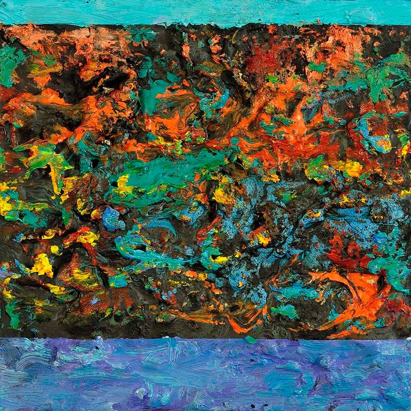 Tonspuren Serie 2, ÖL auf Holzplatte, 17x17x2cm, 2010 - 25