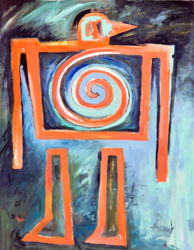 Vie passe vite 1, Wächter, 140 x 180cm, Kohle & Acryl auf BW, 1989