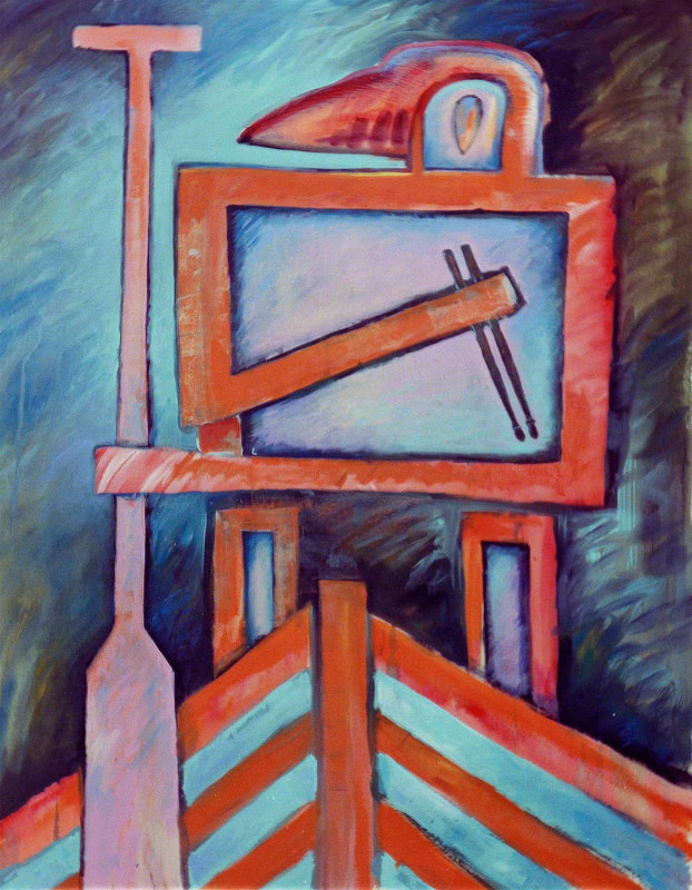 Vie passe vite 3, Charon, 140 x 180cm, Kohle & Acryl auf BW, 1989