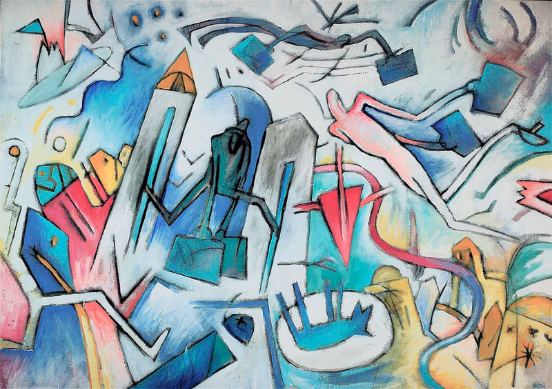 Vie passe vite 8, Passage 1, 59.5 x 84cm, Kohle & Acryl auf BW, 1991