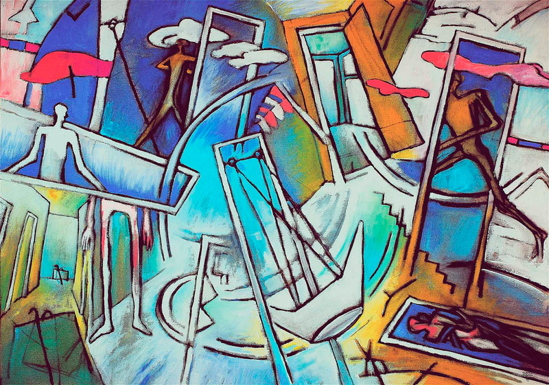 Vie passe vite 9, Passage 2, 59.5 x 84cm, Kohle & Acryl auf BW, 1991