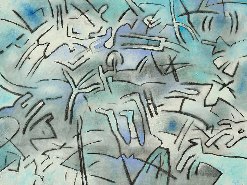 Vie passe vite, Winterreise 4, 60 x 80cm, Kohle & Acryl auf BW, 1992
