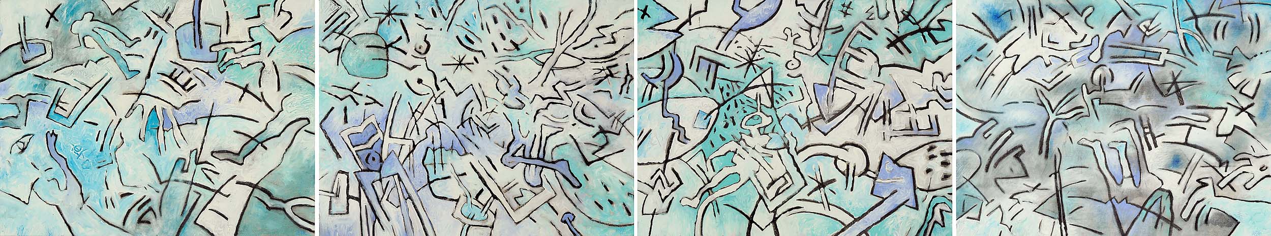 Vie passe vite, Winterreise 4, Kompilation, 60 x 323cm, Kohle & Acryl auf BW, 1992