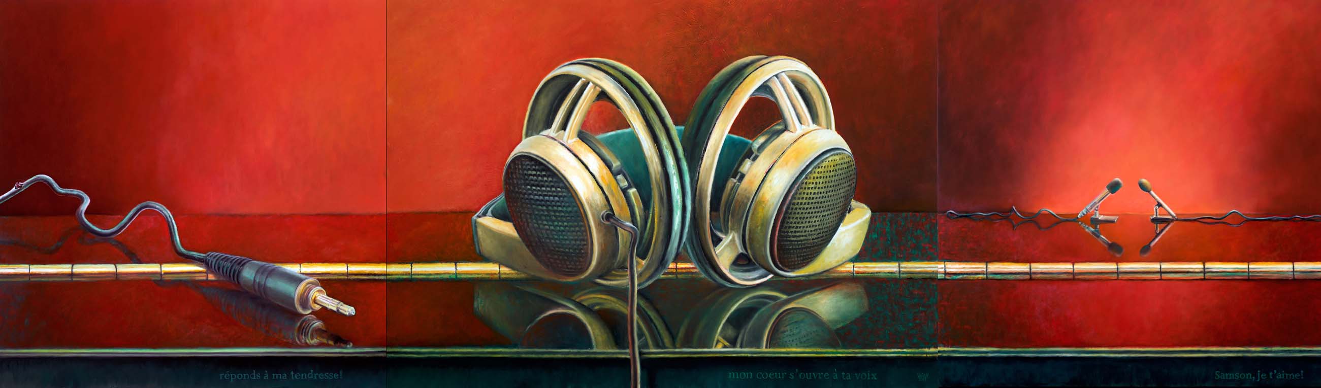 Interiors 20 "Opera sur le piano" (Int.17,18,19 alsTriptychon), 100 x 340cm, Öl LW, 2017