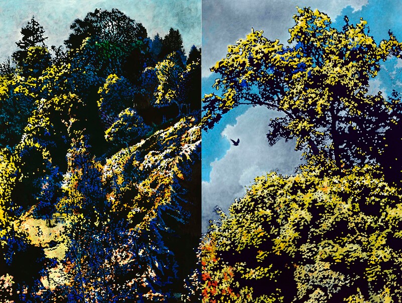 Westwärts, Diptychon,Acryl,Öl auf Papier,
252x 190cm, 2025/26